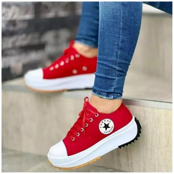 Damen Schnür-Platform-Sneaker – Trendige Canvas Star Turnschuhe