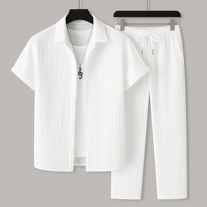Herren Leinen Zweiteiler Set
