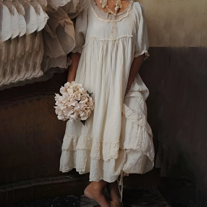 Damen Baumwollkleid Mit Lockerem Lagenlook